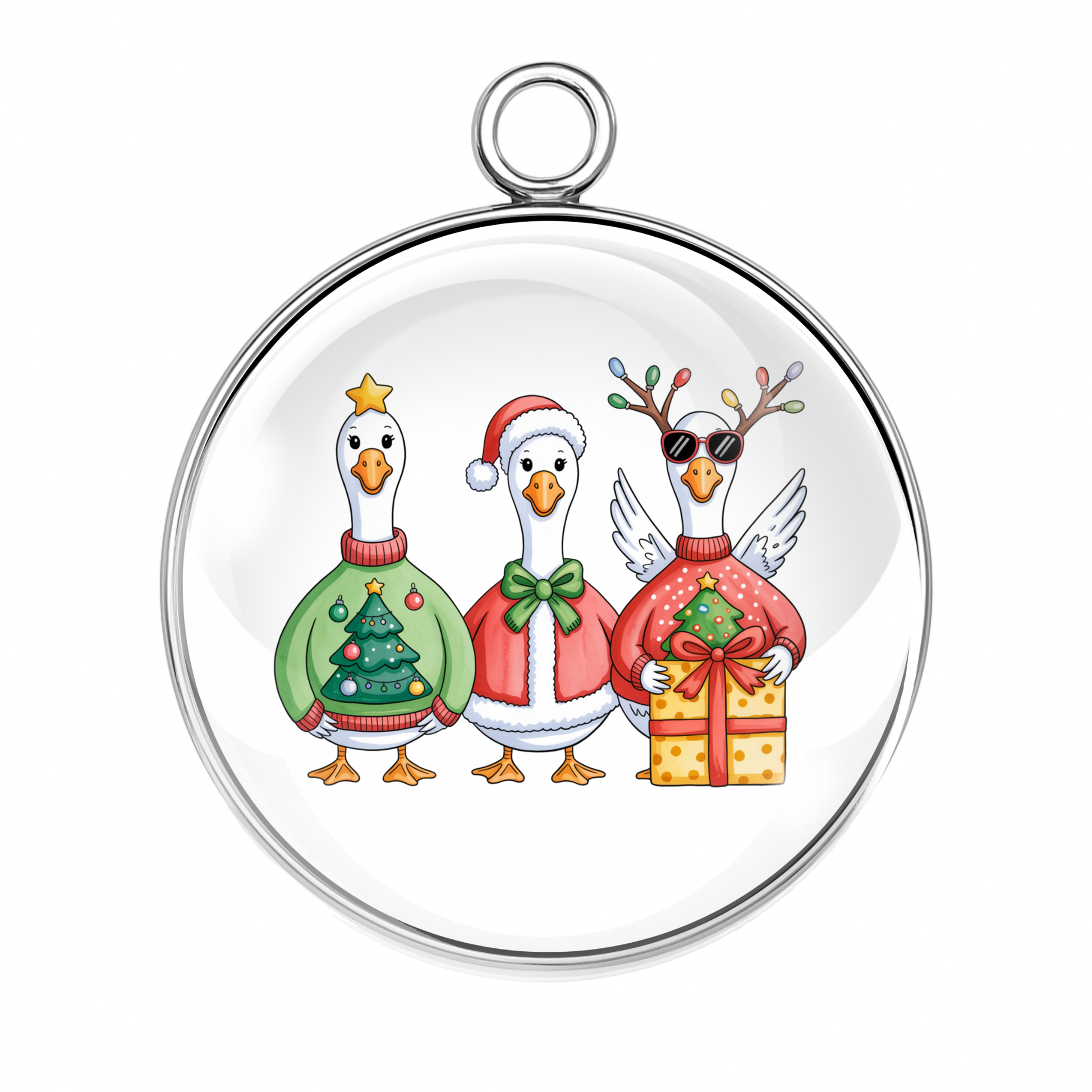 Gift-wrapped geese Christmas presents holiday charm