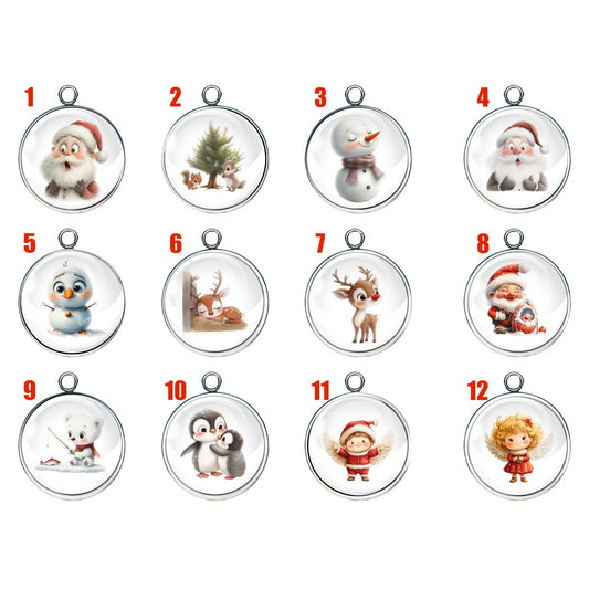 Adorable Christmas Character Glass Cabochon Charms