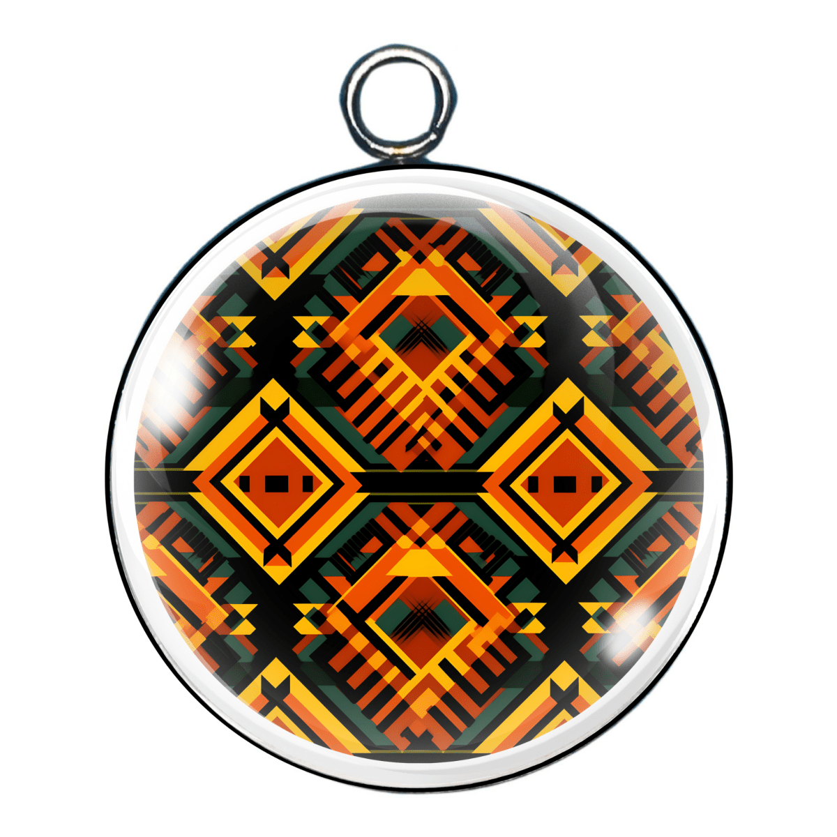 African Kente design glass cabochon charm