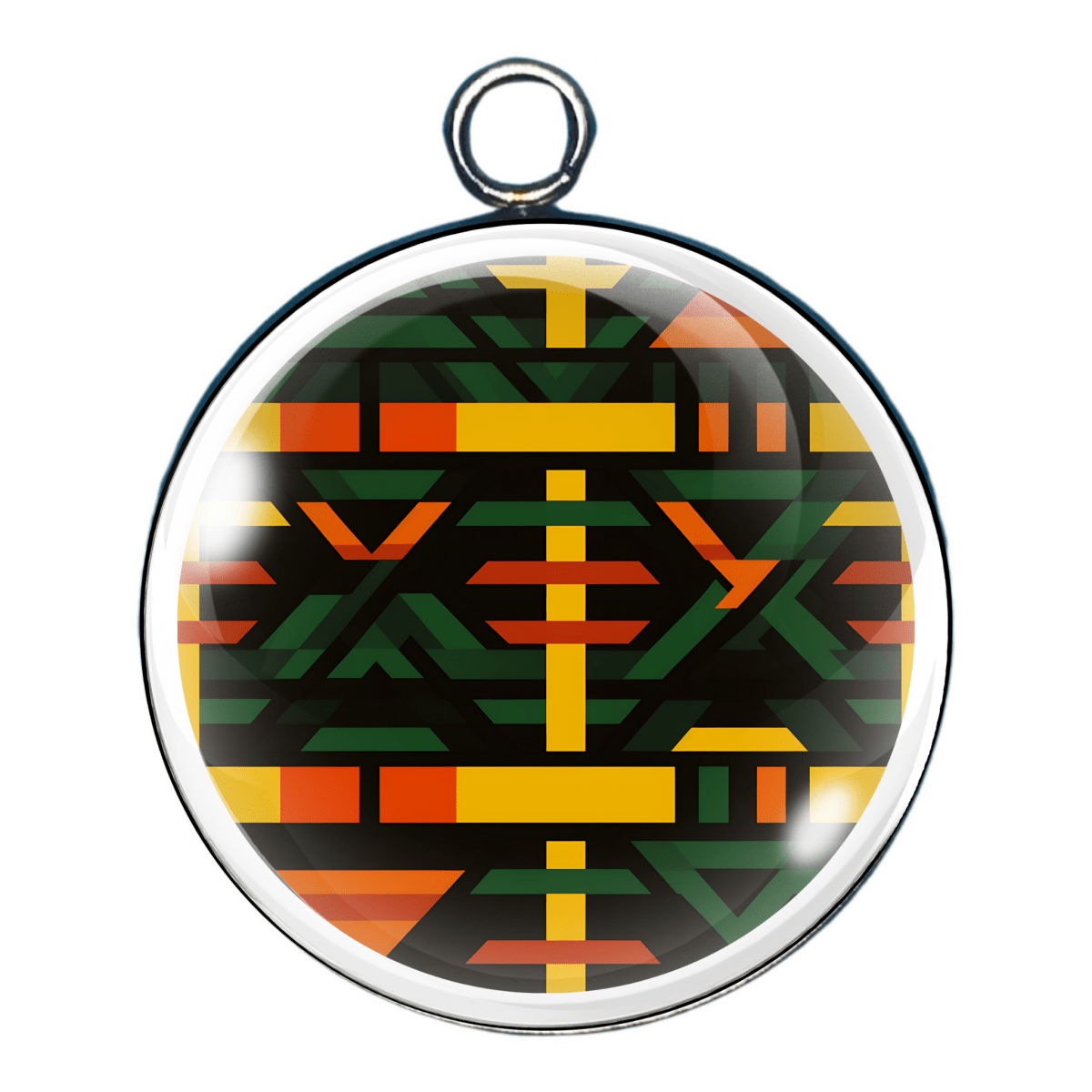 African Kente design glass cabochon charm