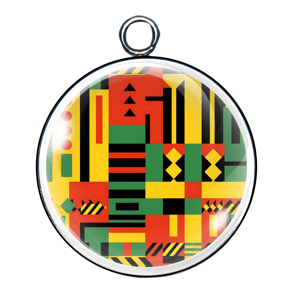 African Kente design glass cabochon charm