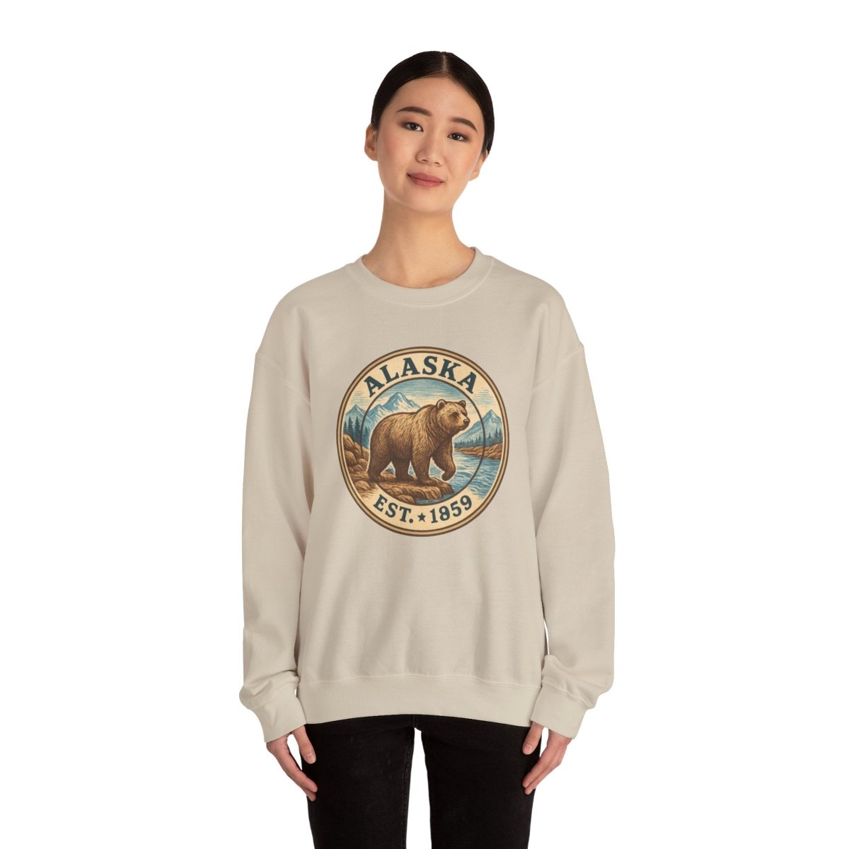 Alaska Bear Sweatshirt, Wildlife Crewneck Jumper, Nature Lover Gift, Cozy Animal