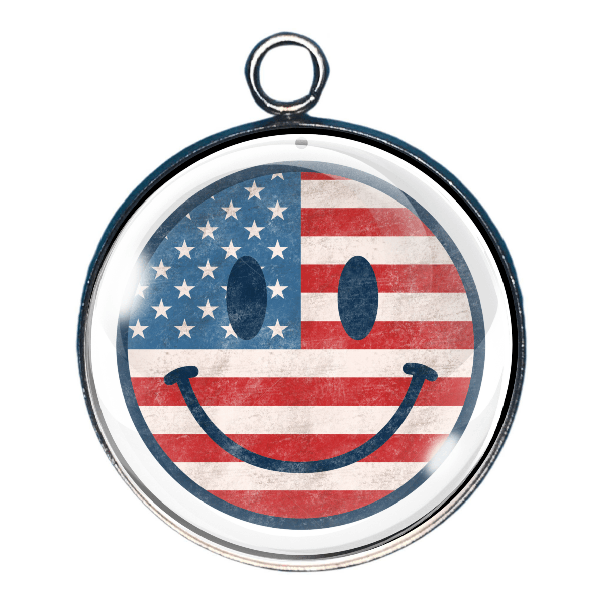 Charm of a smiley face in a flag design