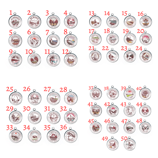 American Statehood Collection Glass Cabochon Charms