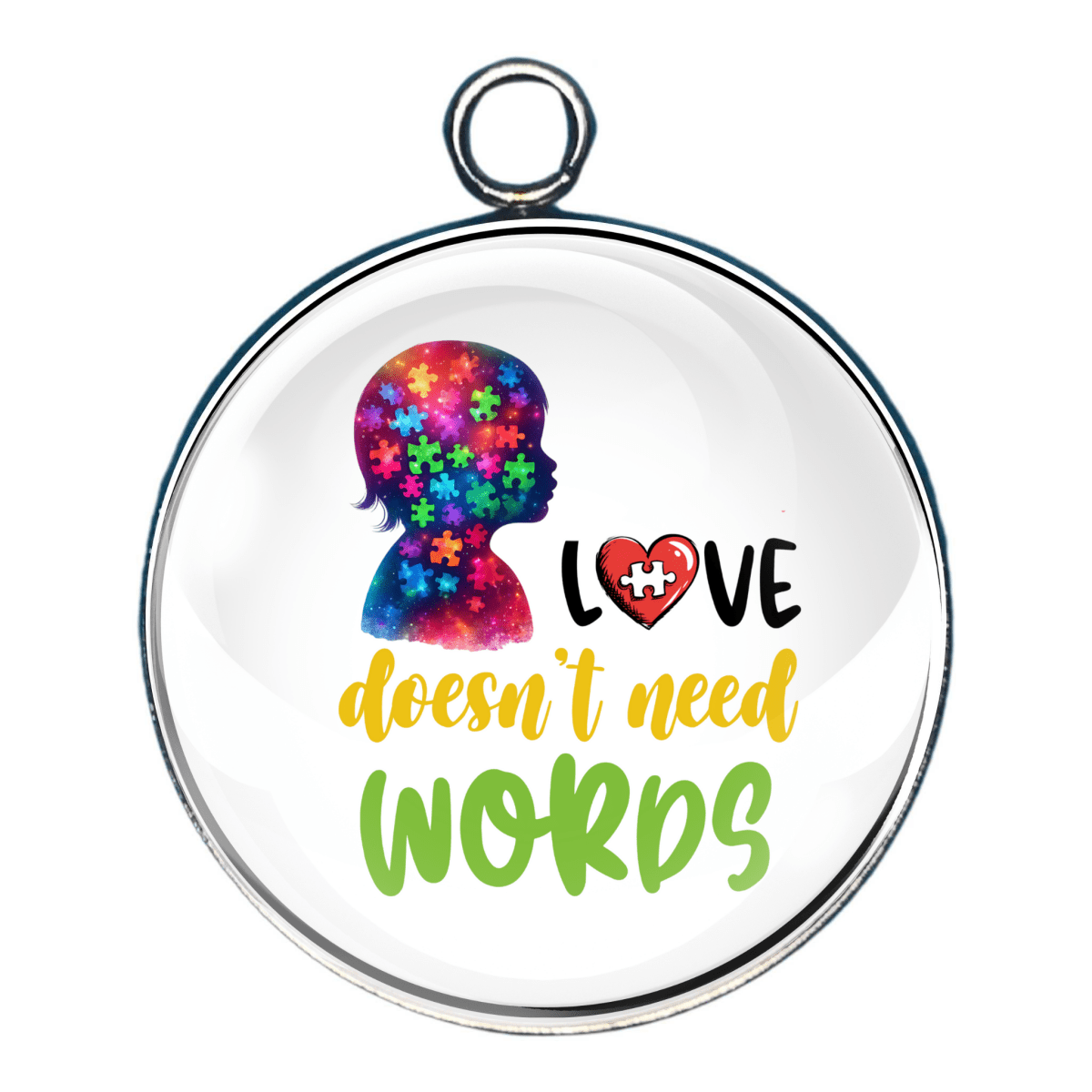 Charm of a child and the words 'love doesn't need words'