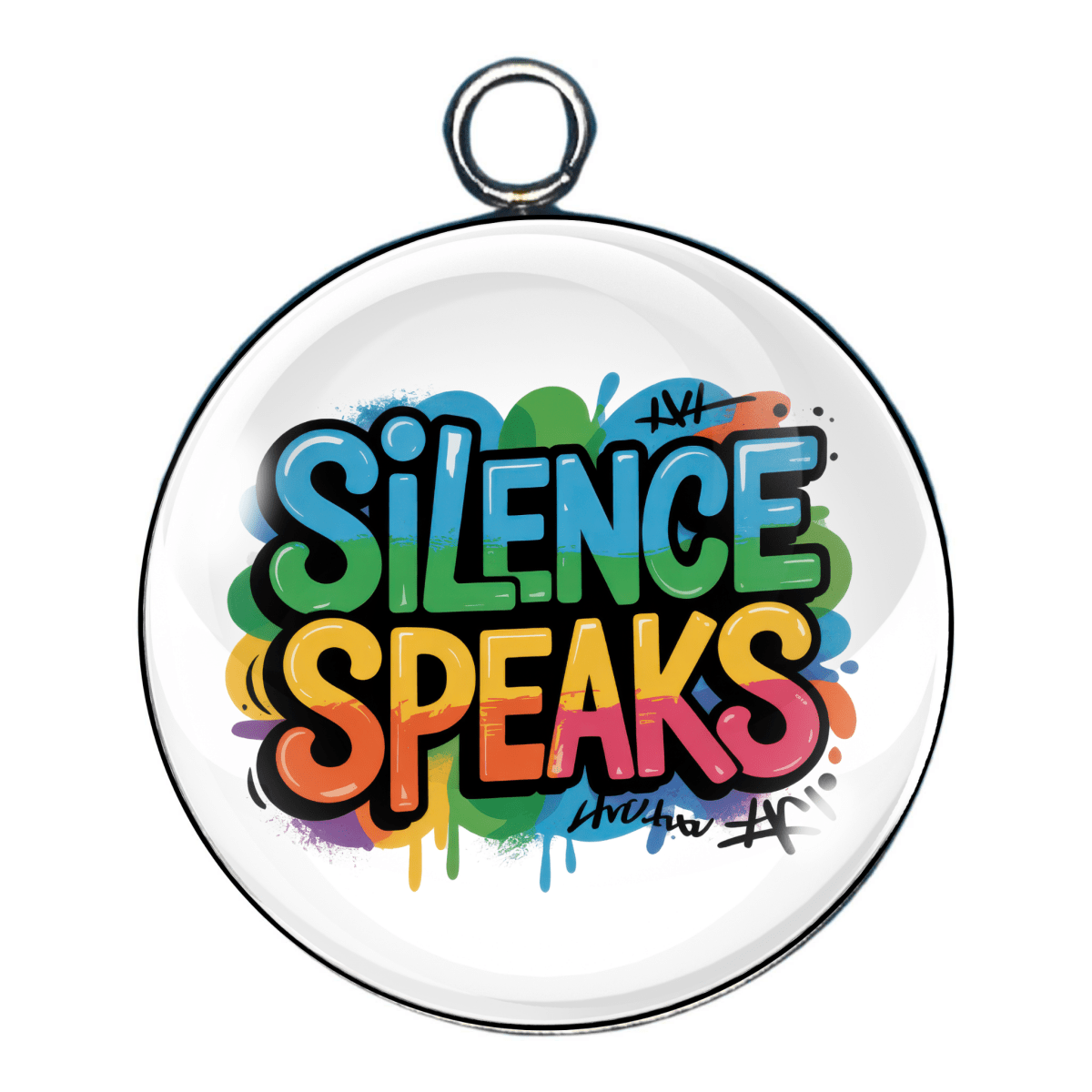 Charm 3:
"Cabochon charm with the phrase 'Autistic and Epic' in playful comic-style font."