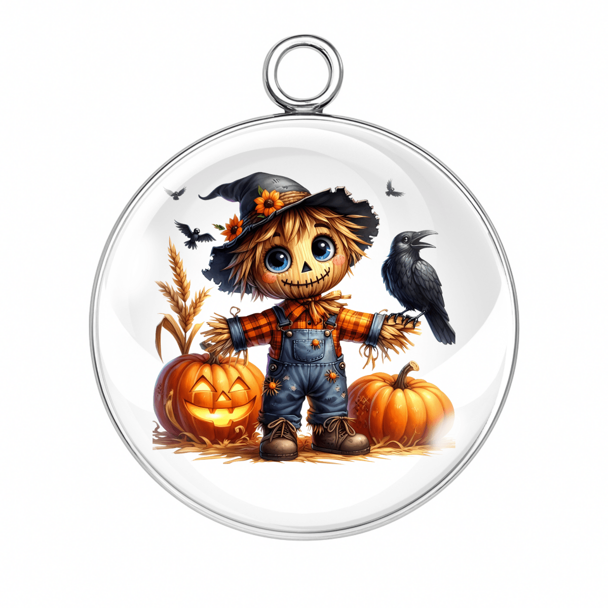 Scarecrow with crow & pumpkin