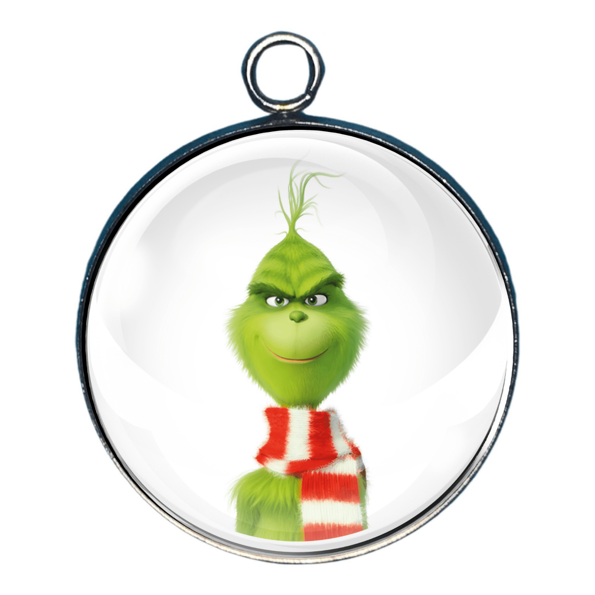 Charm of Young Grinch smiling with red striped scarf