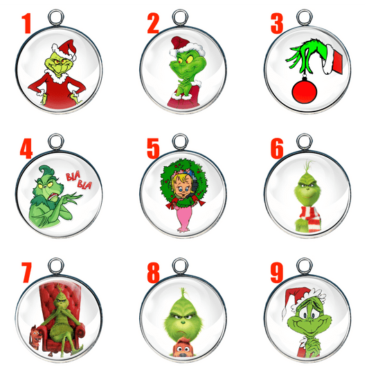Group of 9 Grinch themed charms