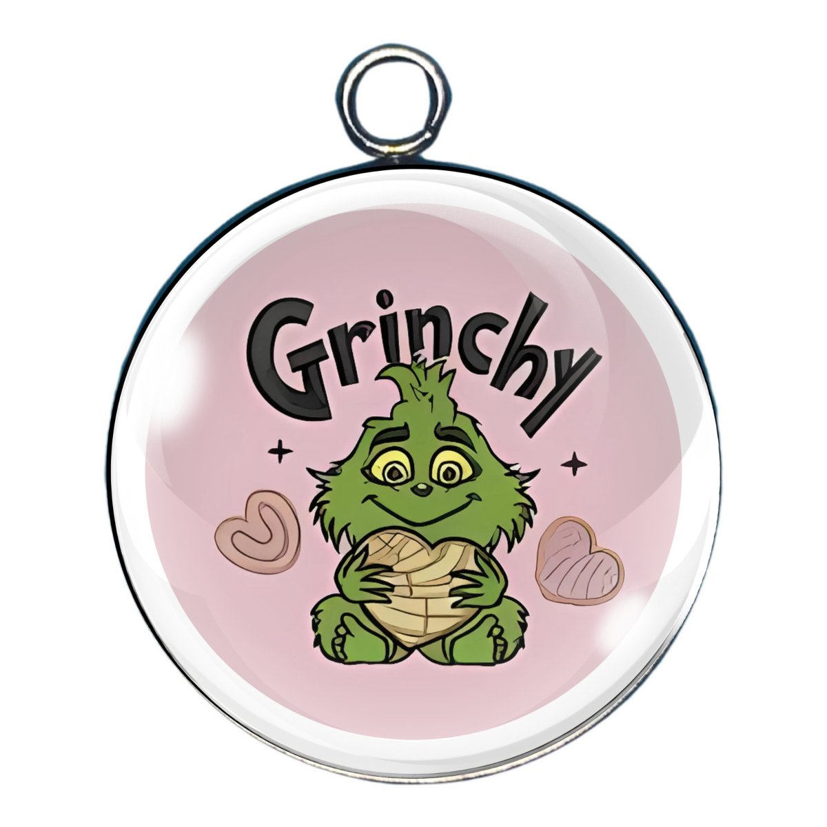 Baby grinch glass cabochon charm