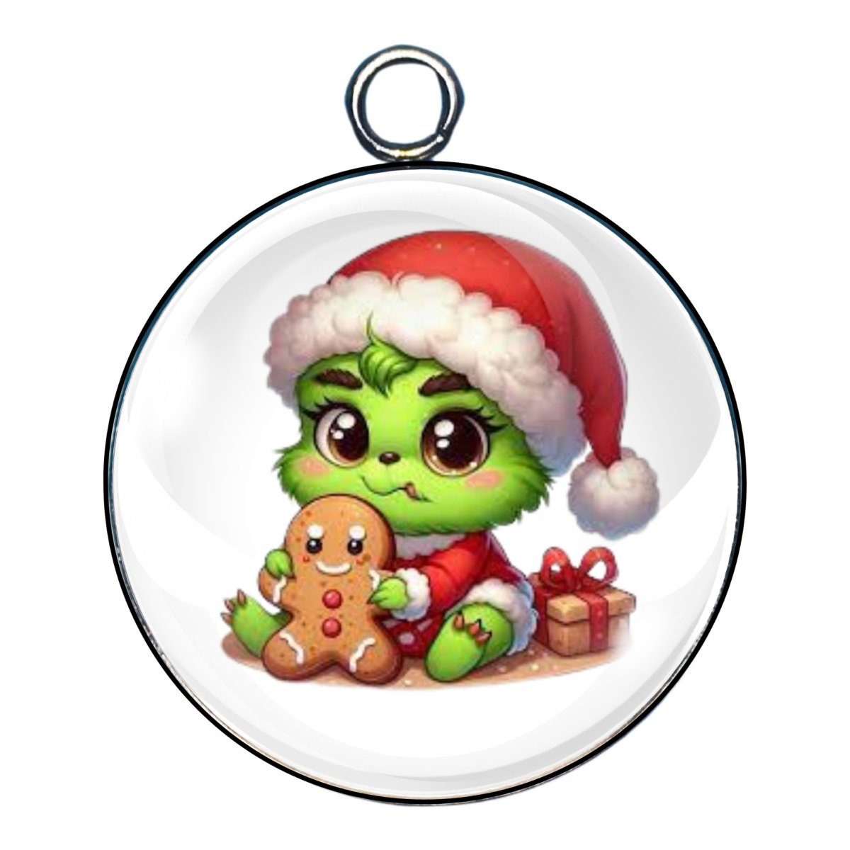 Baby grinch glass cabochon charm