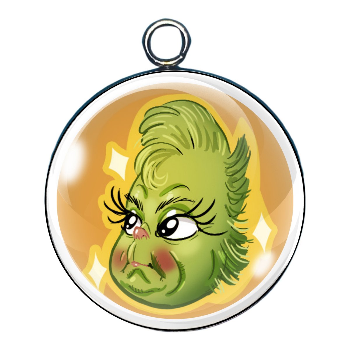 Baby grinch glass cabochon charm