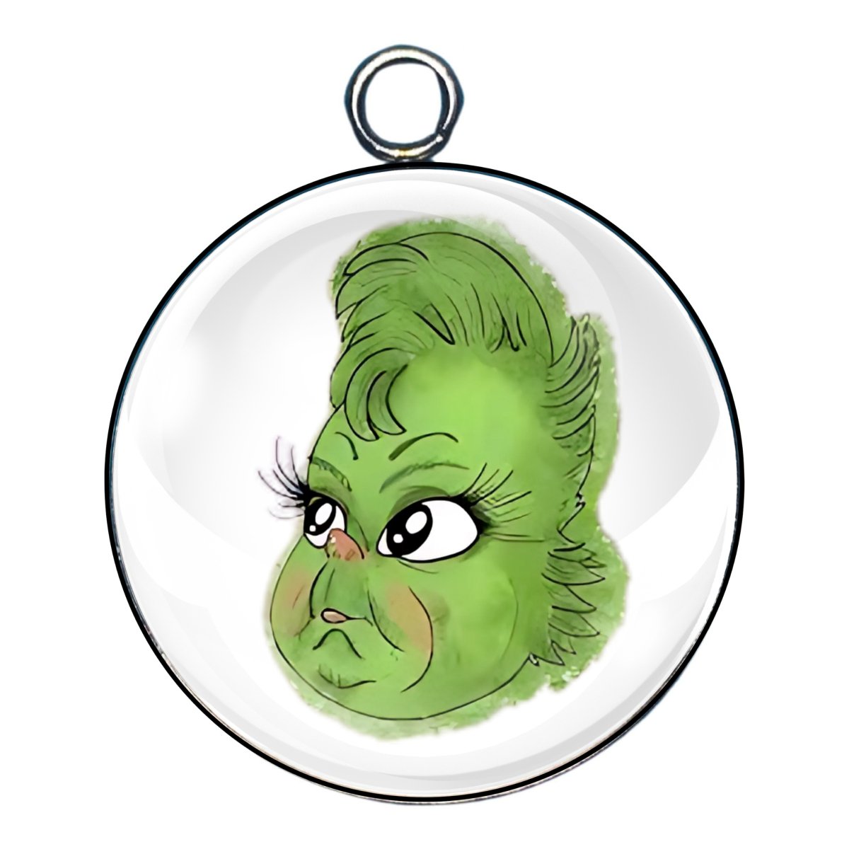 Baby grinch glass cabochon charm