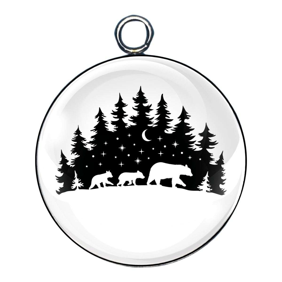 Bear silhouette glass cabochon charm