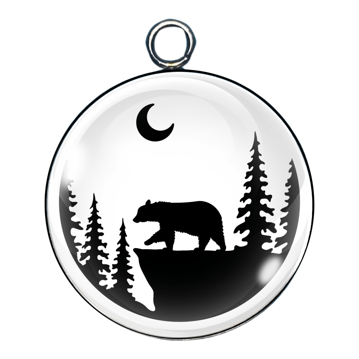 Bear silhouette glass cabochon charm
