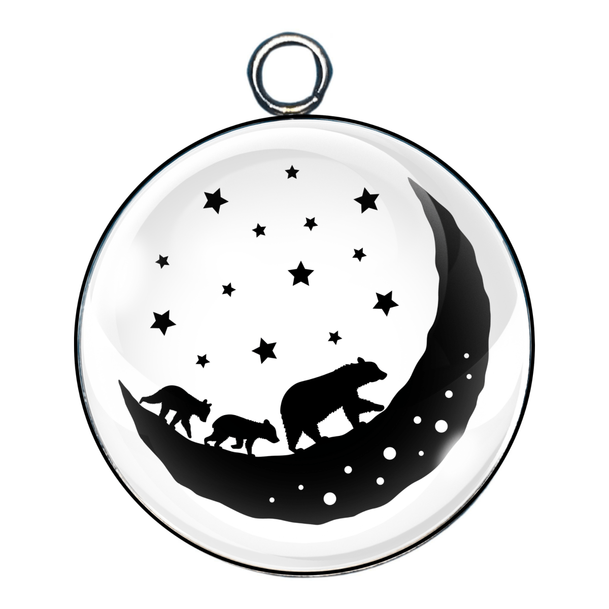 Bear silhouette glass cabochon charm