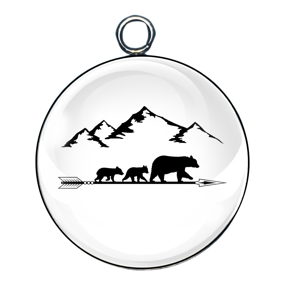 Bear silhouette glass cabochon charm