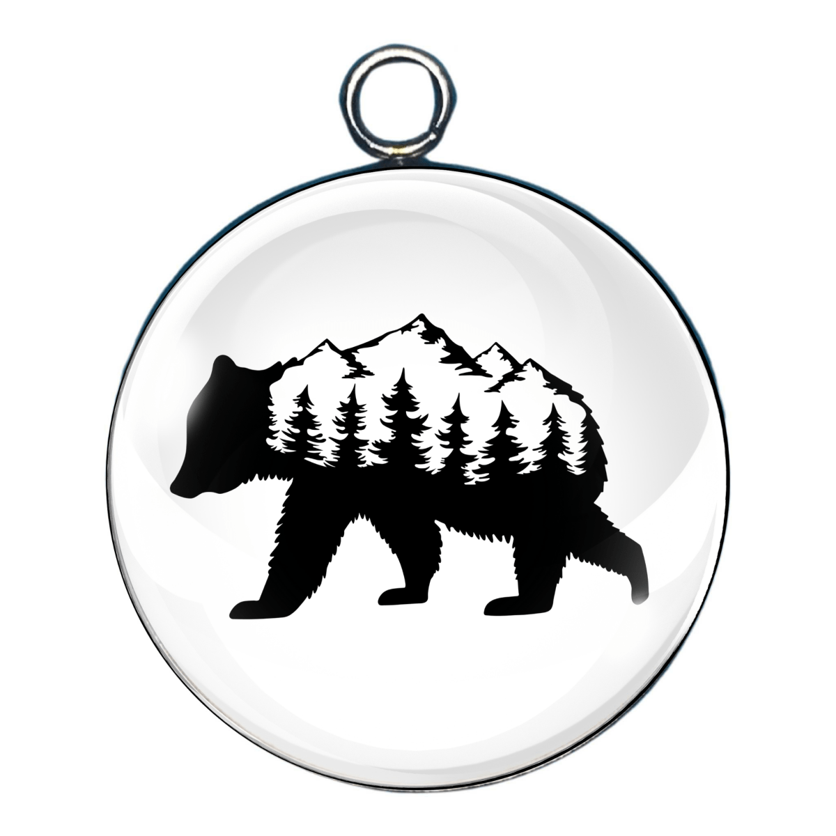 Bear silhouette glass cabochon charm