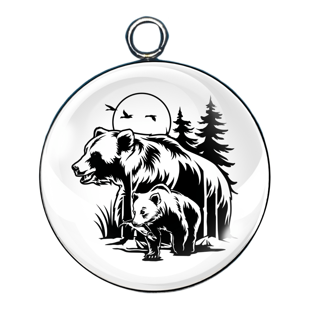 Bear silhouette glass cabochon charm