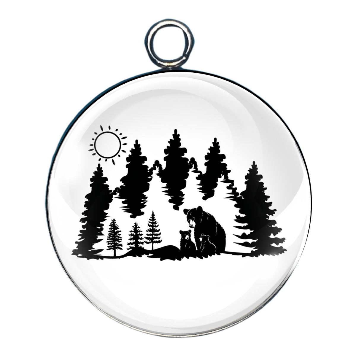 Bear silhouette glass cabochon charm