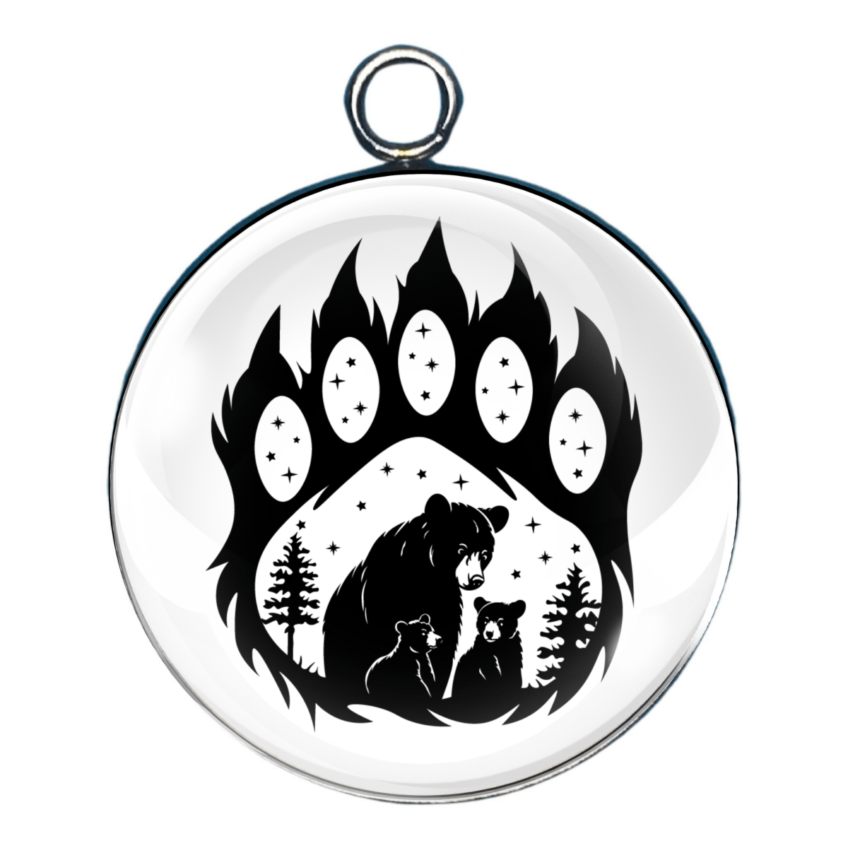 Bear silhouette glass cabochon charm