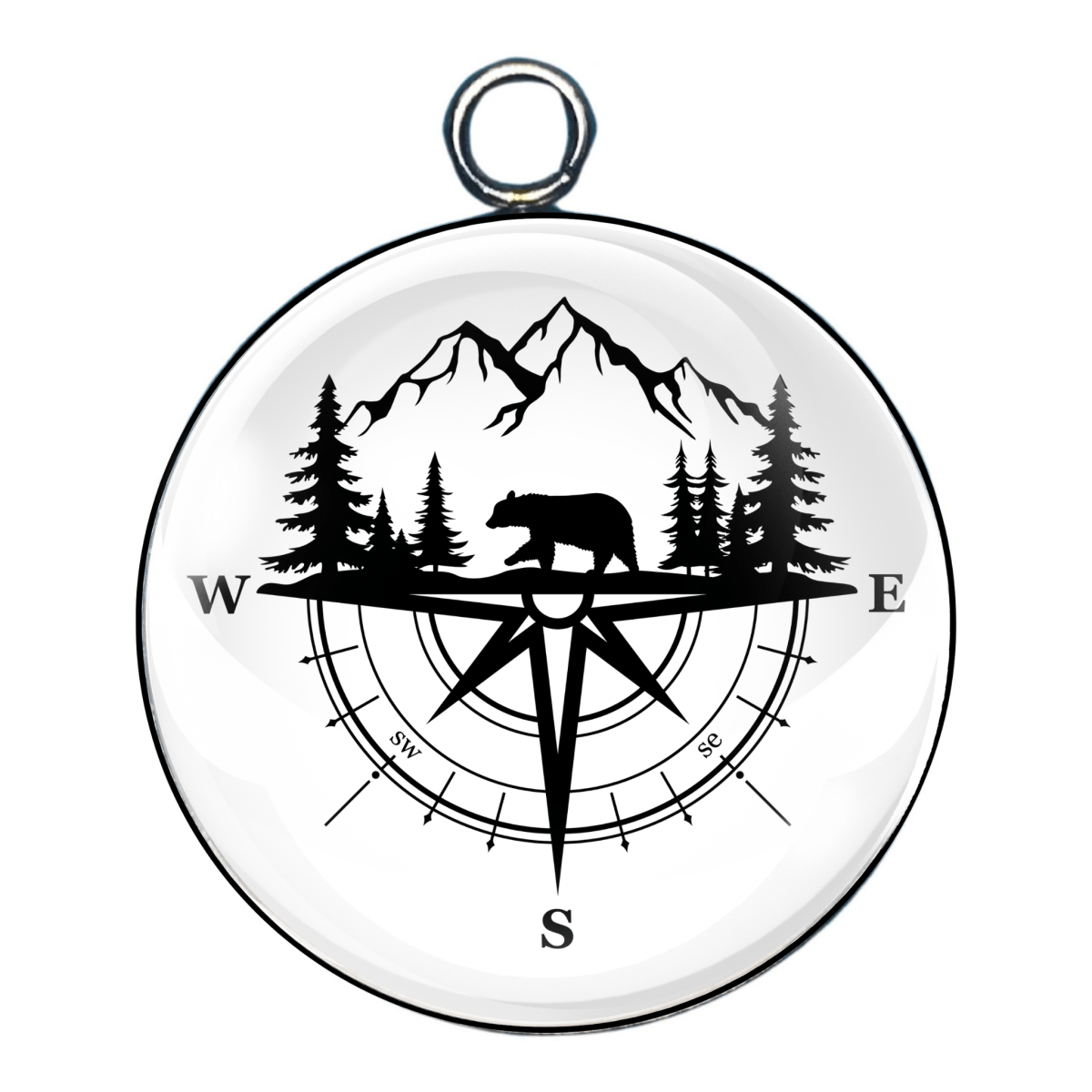 Bear silhouette glass cabochon charm