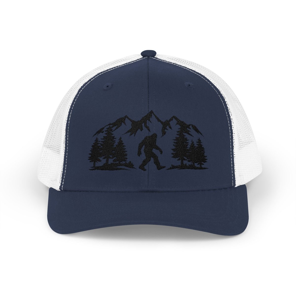 “Believe in the Unknown” Bigfoot Trucker Hat – Mountain Forest Design