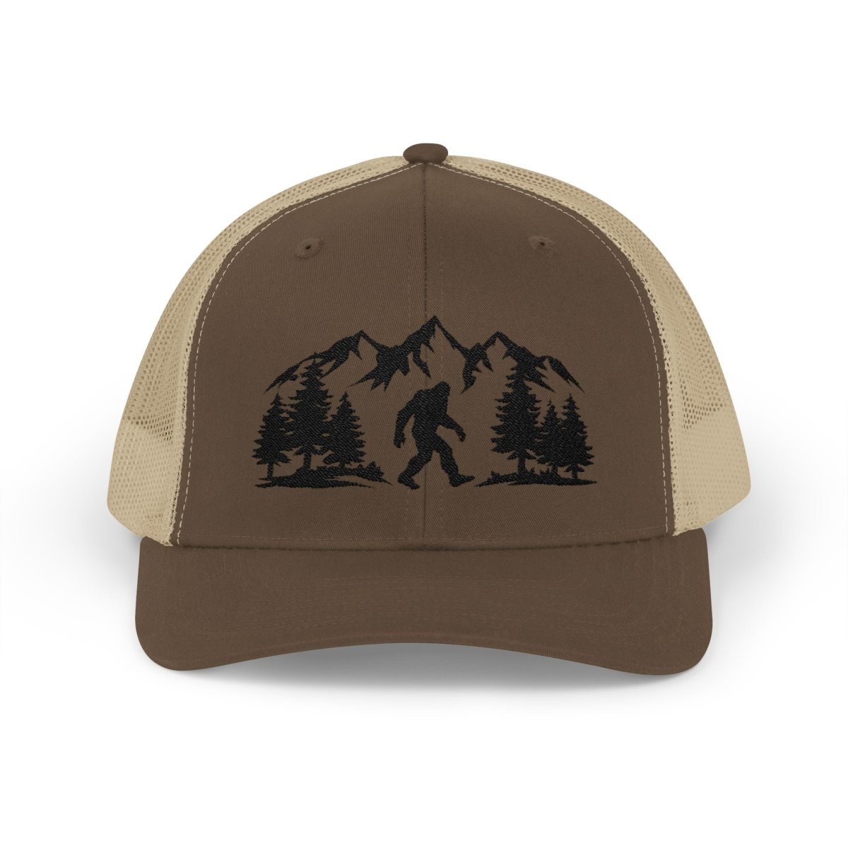 “Believe in the Unknown” Bigfoot Trucker Hat – Mountain Forest Design