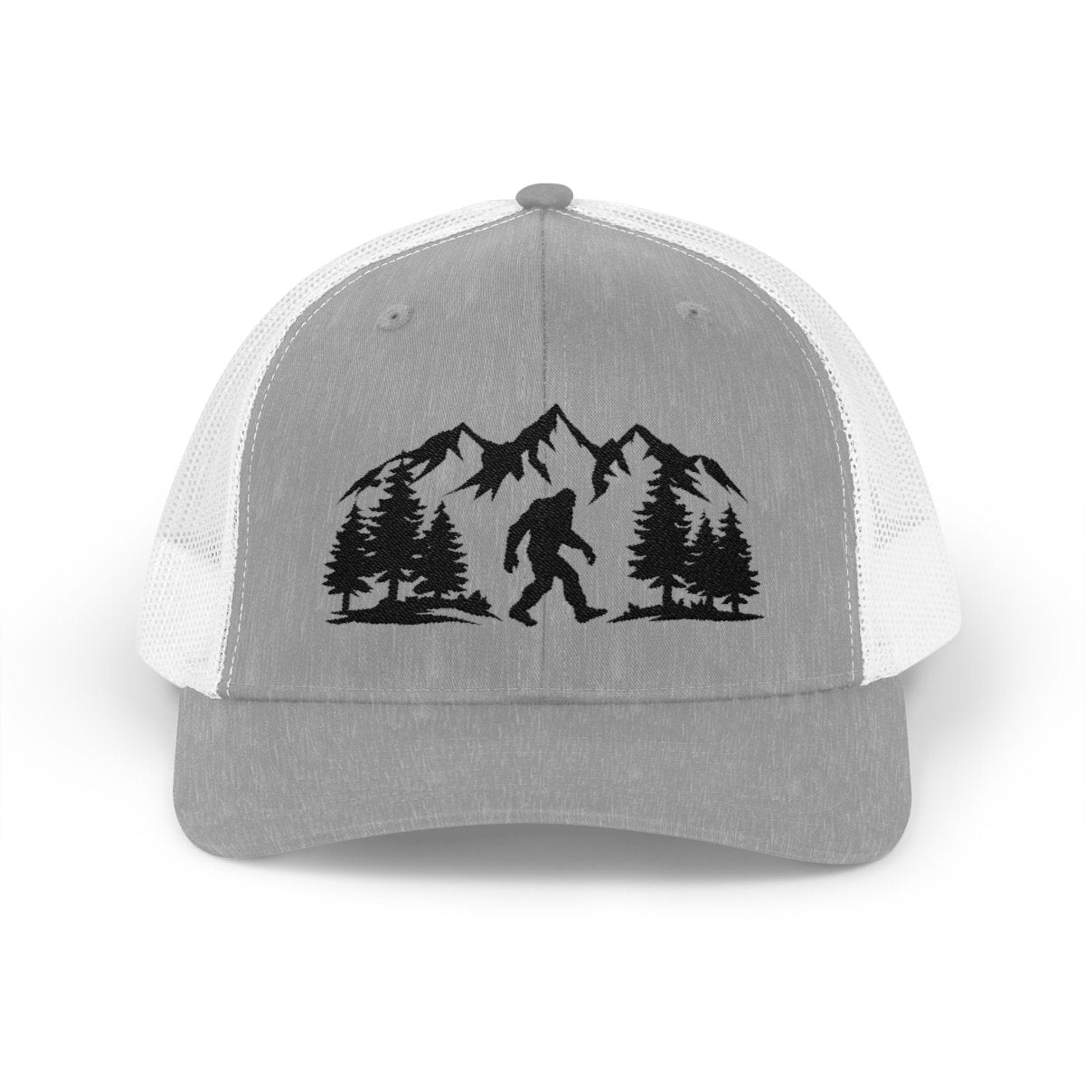 “Believe in the Unknown” Bigfoot Trucker Hat – Mountain Forest Design