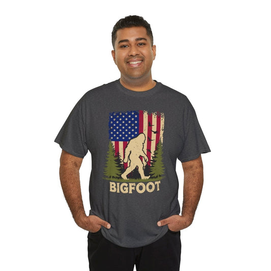Bigfoot American Flag Tee, Outdoor Adventure Shirt, Unisex Graphic T-Shirt,