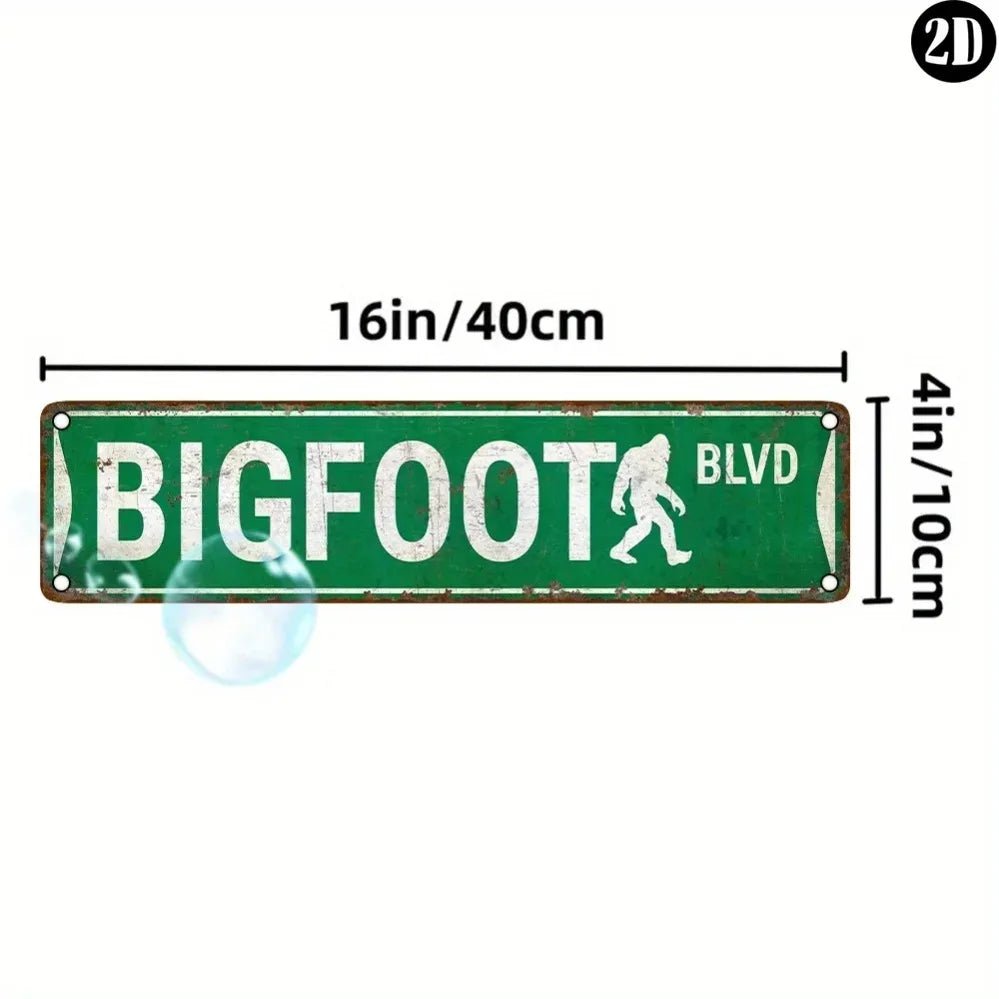 A retro-style UV-printed sign that reads "Bigfoot Blvd" with vintage colors, perfect for quirky wall décor in homes, bars, and game rooms.