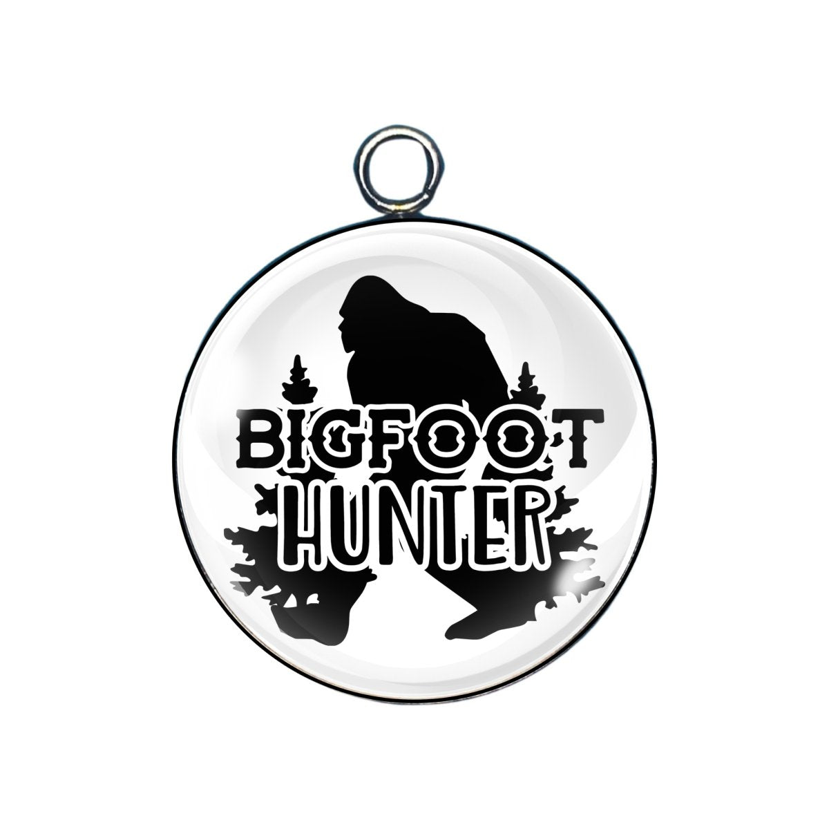 bigfoot hunter glass cabochon charm