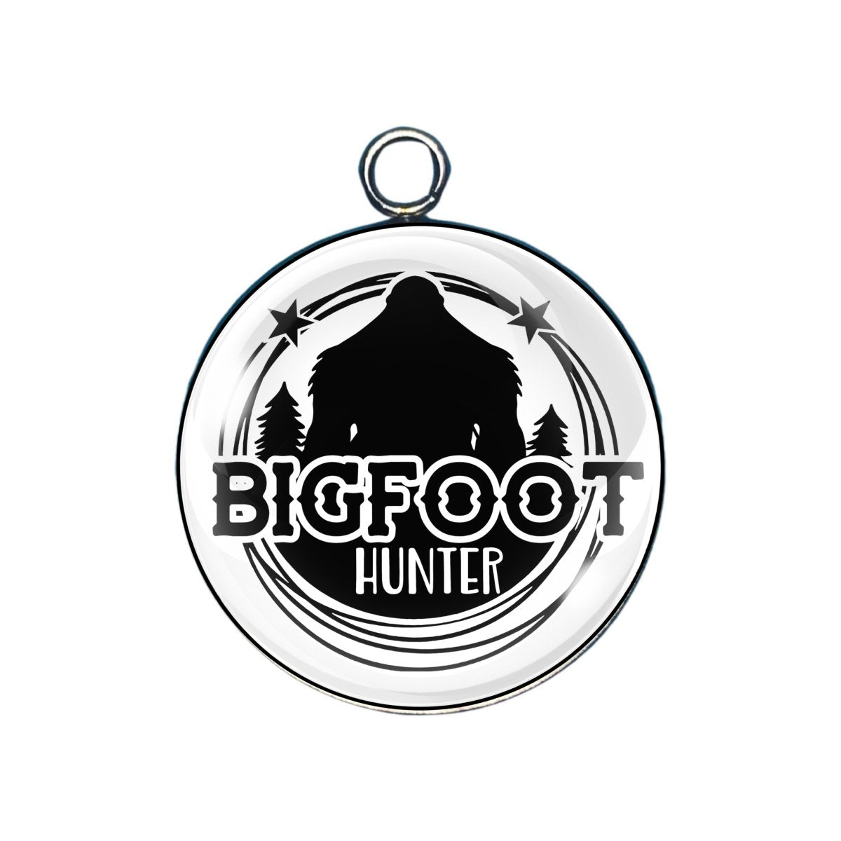bigfoot hunter glass cabochon charm