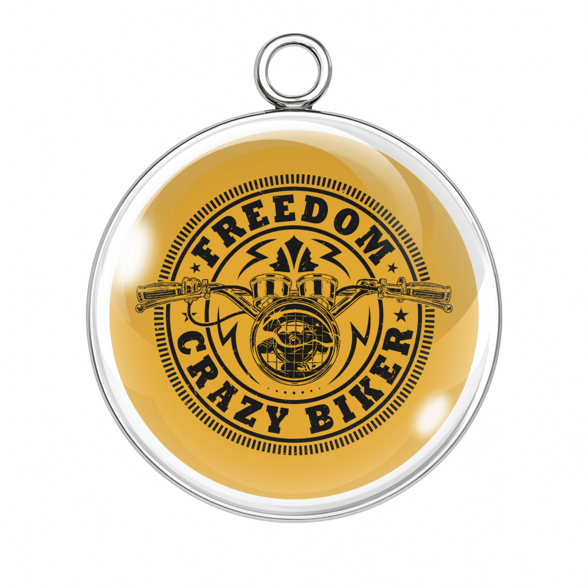 Freedom Crazy Biker motorcycle helmet glass cabochon charm