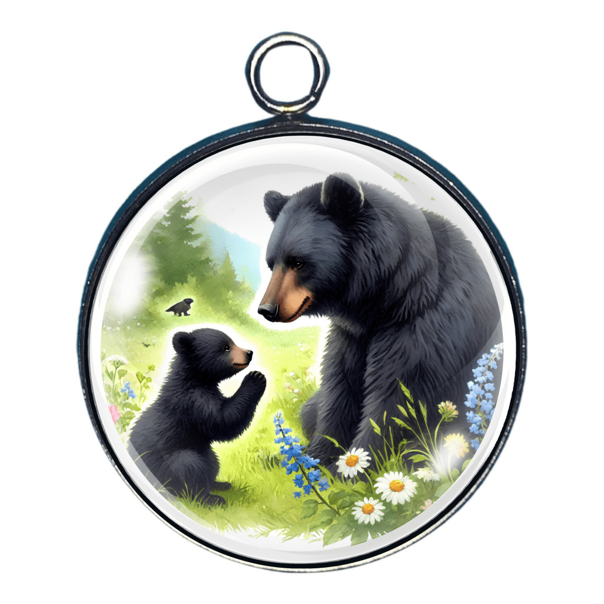Black Bear Charms, Color, Glass Cabochon Charms