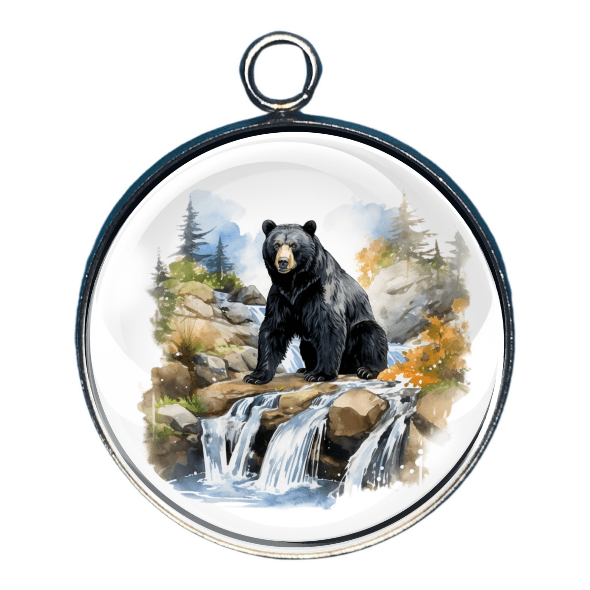 Black Bear Charms, Color, Glass Cabochon Charms