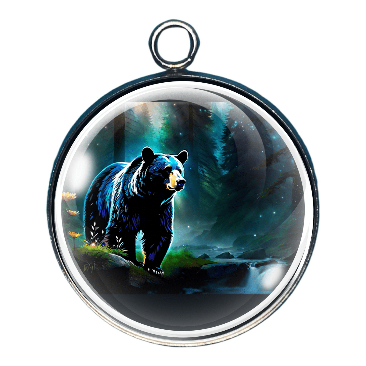 Black Bear Charms, Color, Glass Cabochon Charms