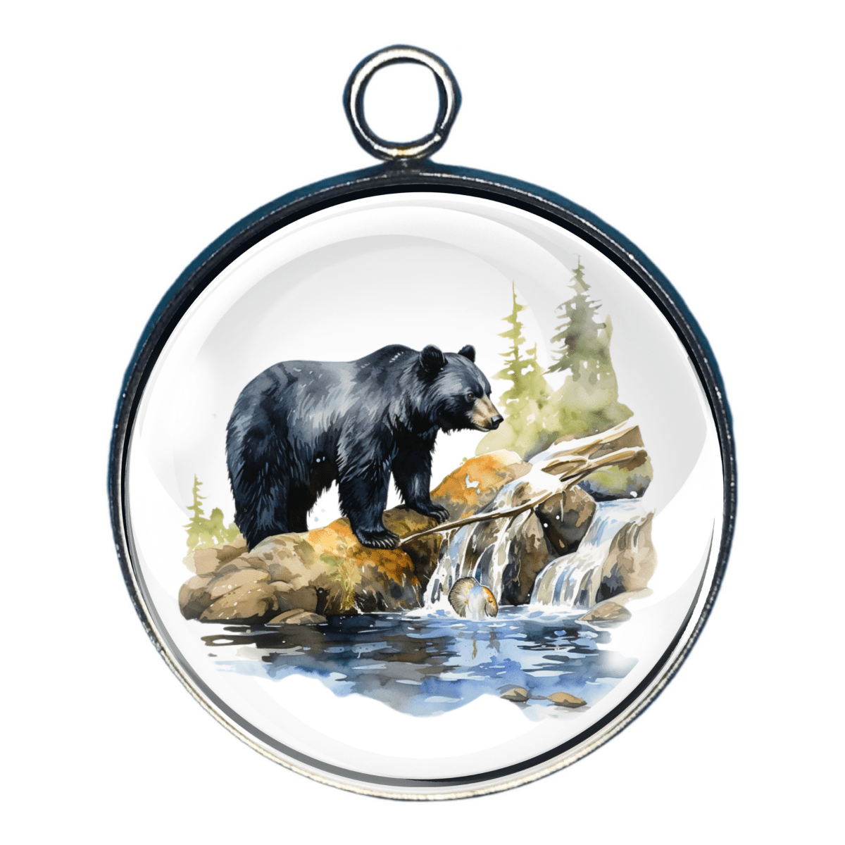Black Bear Charms, Color, Glass Cabochon Charms
