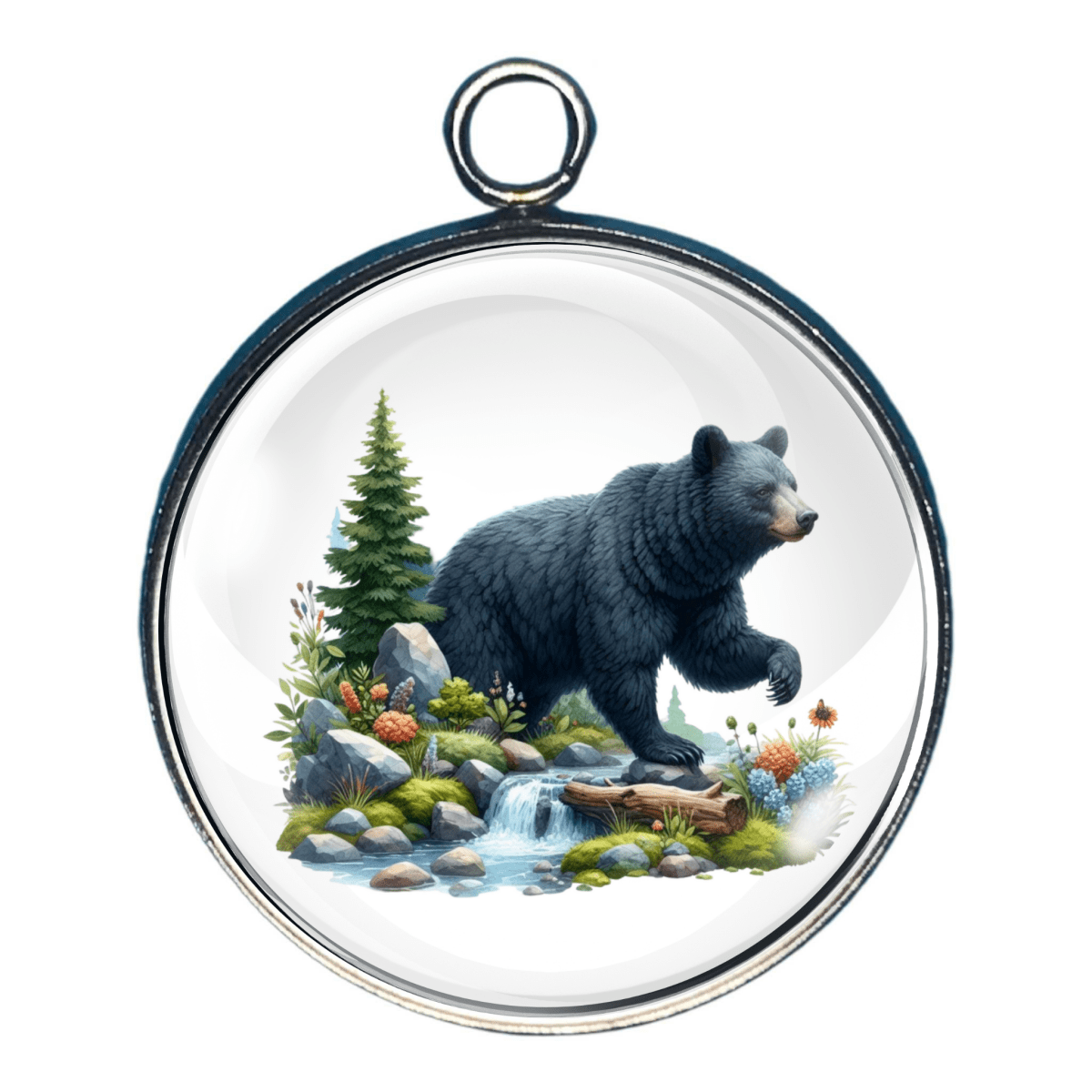 Black Bear Charms, Color, Glass Cabochon Charms