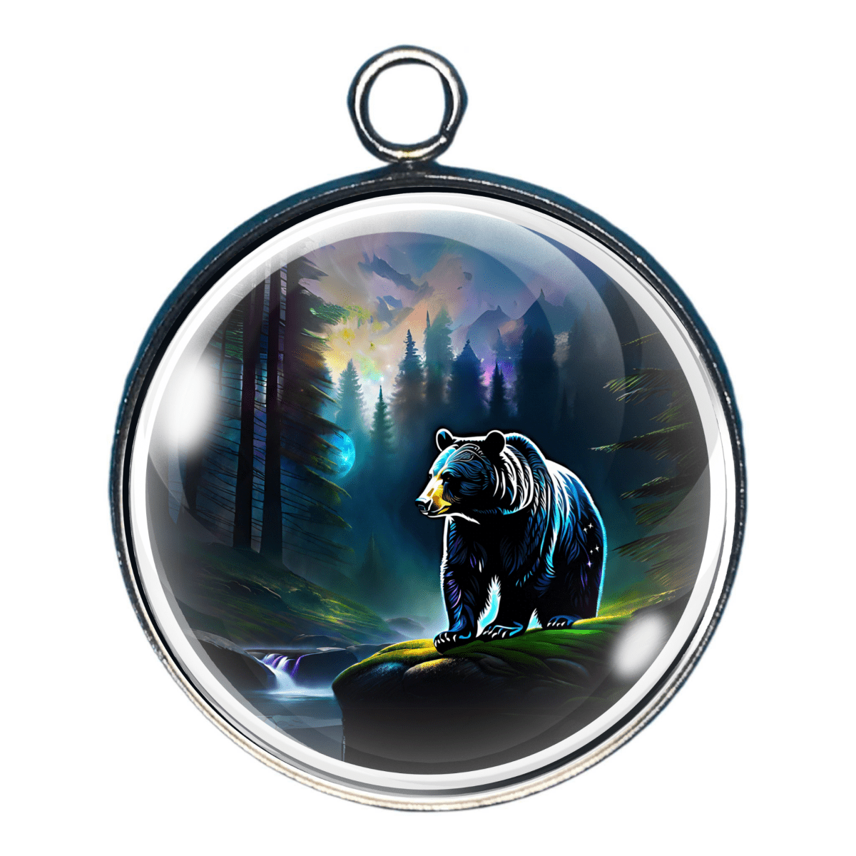 Black Bear Charms, Color, Glass Cabochon Charms