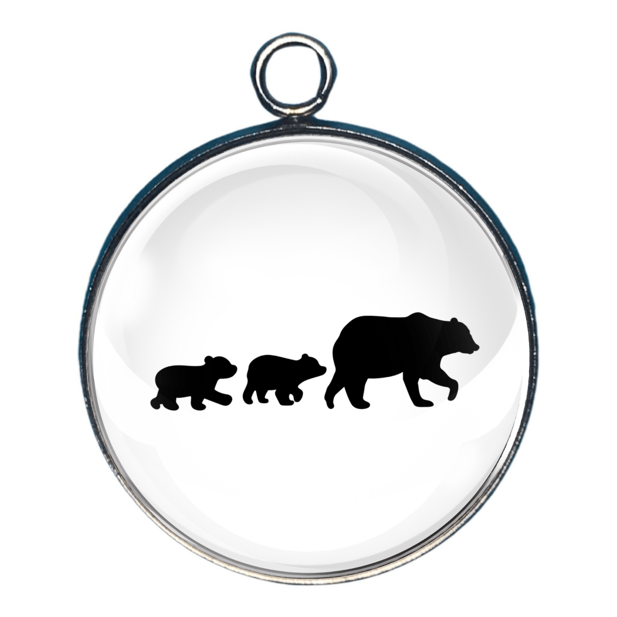 Black Bear Silhouettes Glass Cabochon Charms