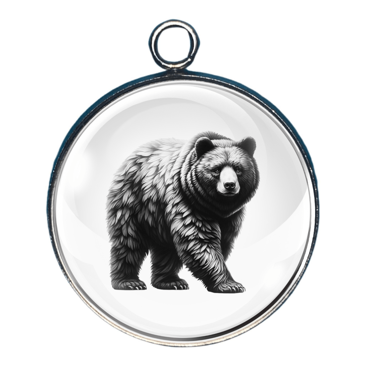 Black Bear Silhouettes Glass Cabochon Charms