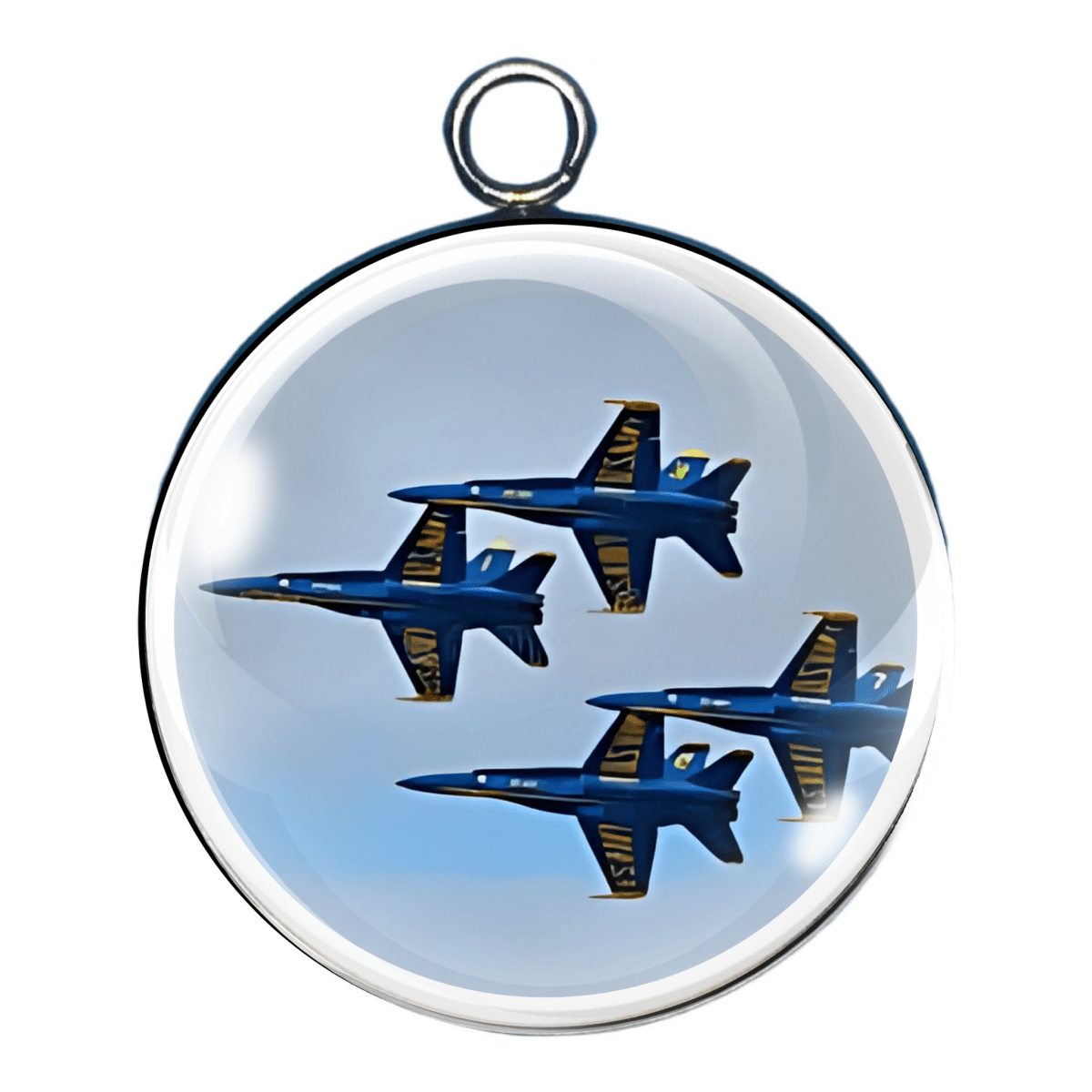 Charm 7:
"Four Blue Angels jets in diamond formation, handmade aviation charm."