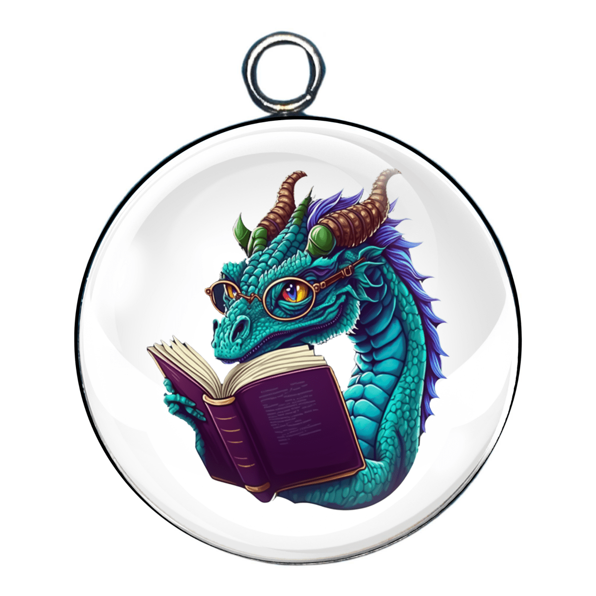Book Reading Dragons Glass Cabochon Charms