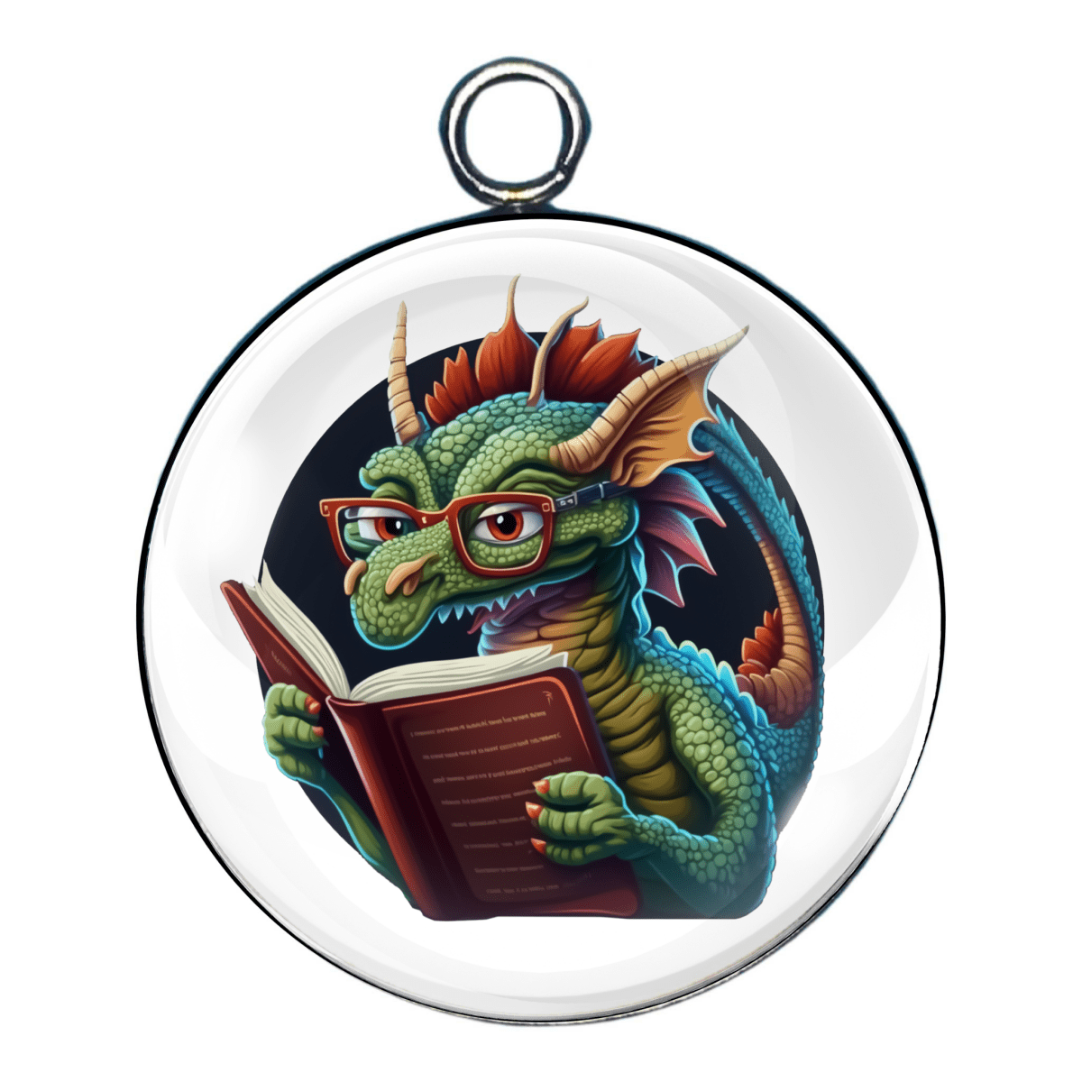 Book Reading Dragons Glass Cabochon Charms