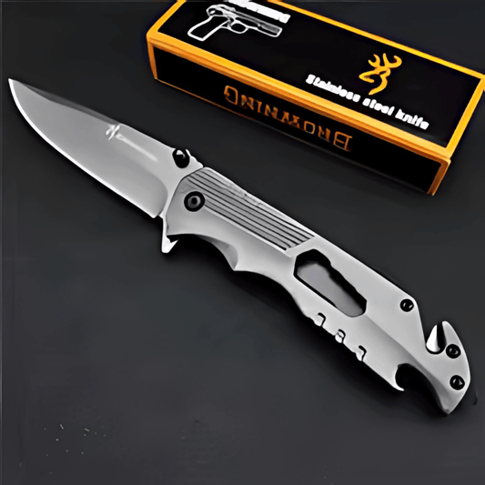 Stainless Steel Multi-Function Folding Lockback Pocket Knife, Hunting, Camping, Fishing Knives