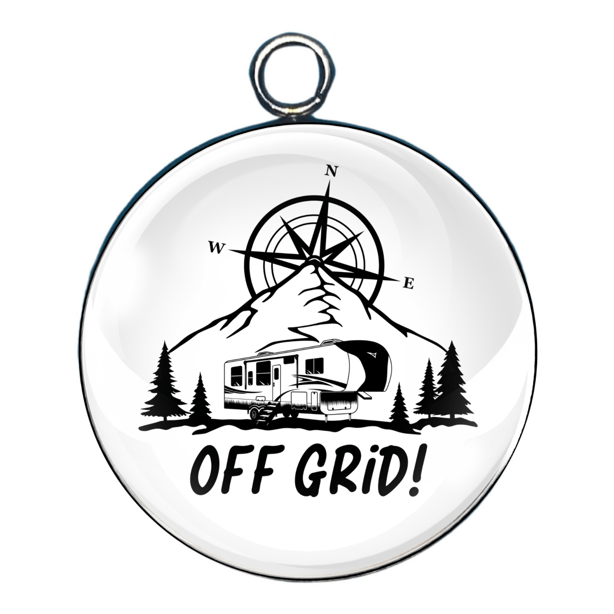 camping glass cabochon charm