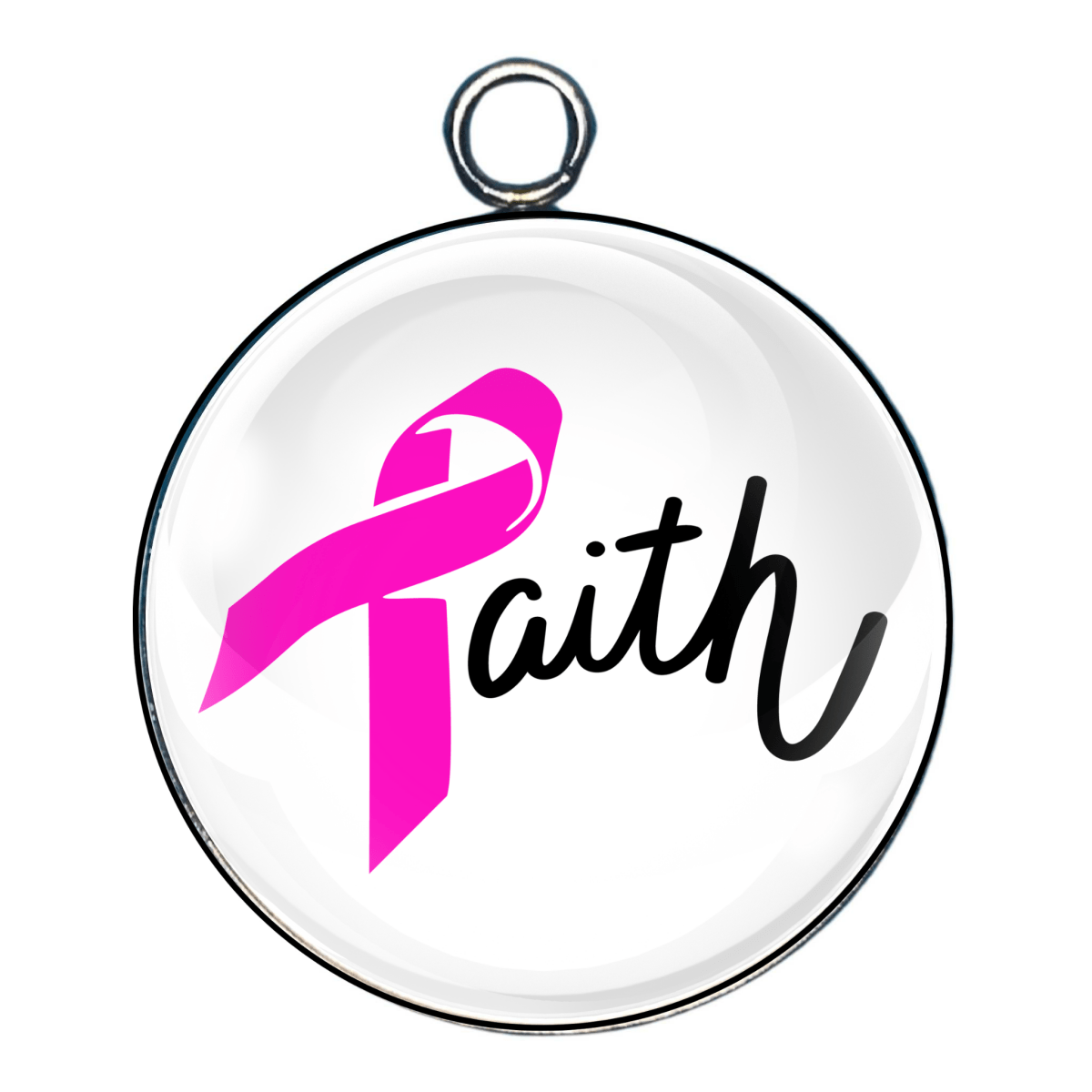 Faith cancer awareness glass cabochon charm for Breast cancer