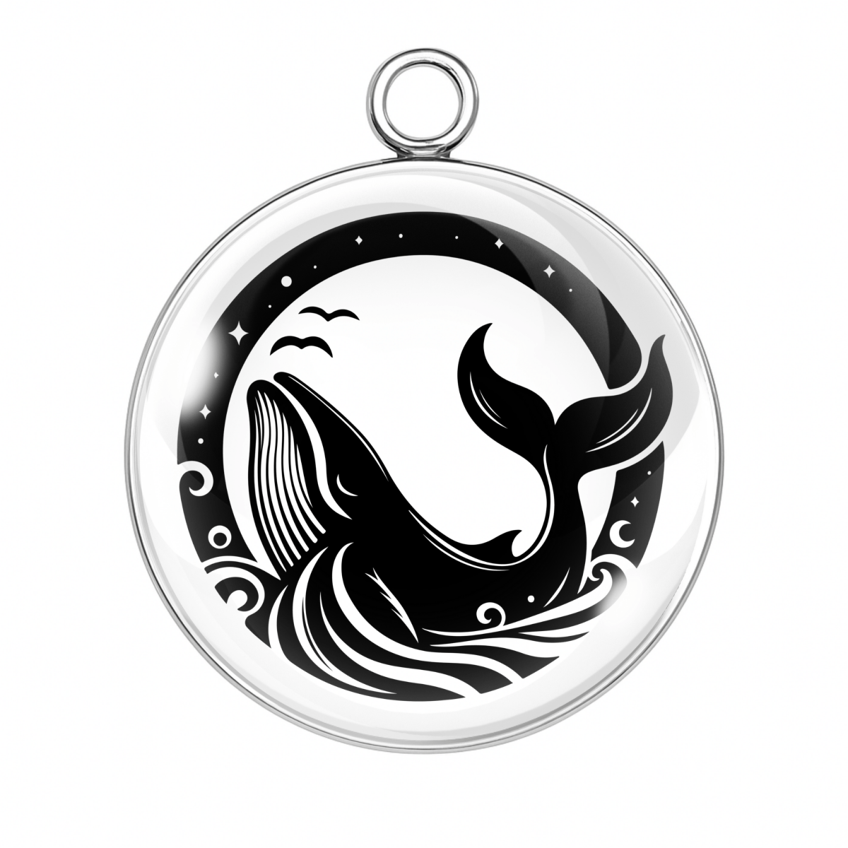 Whale floating peacefully in a circular galaxy wave