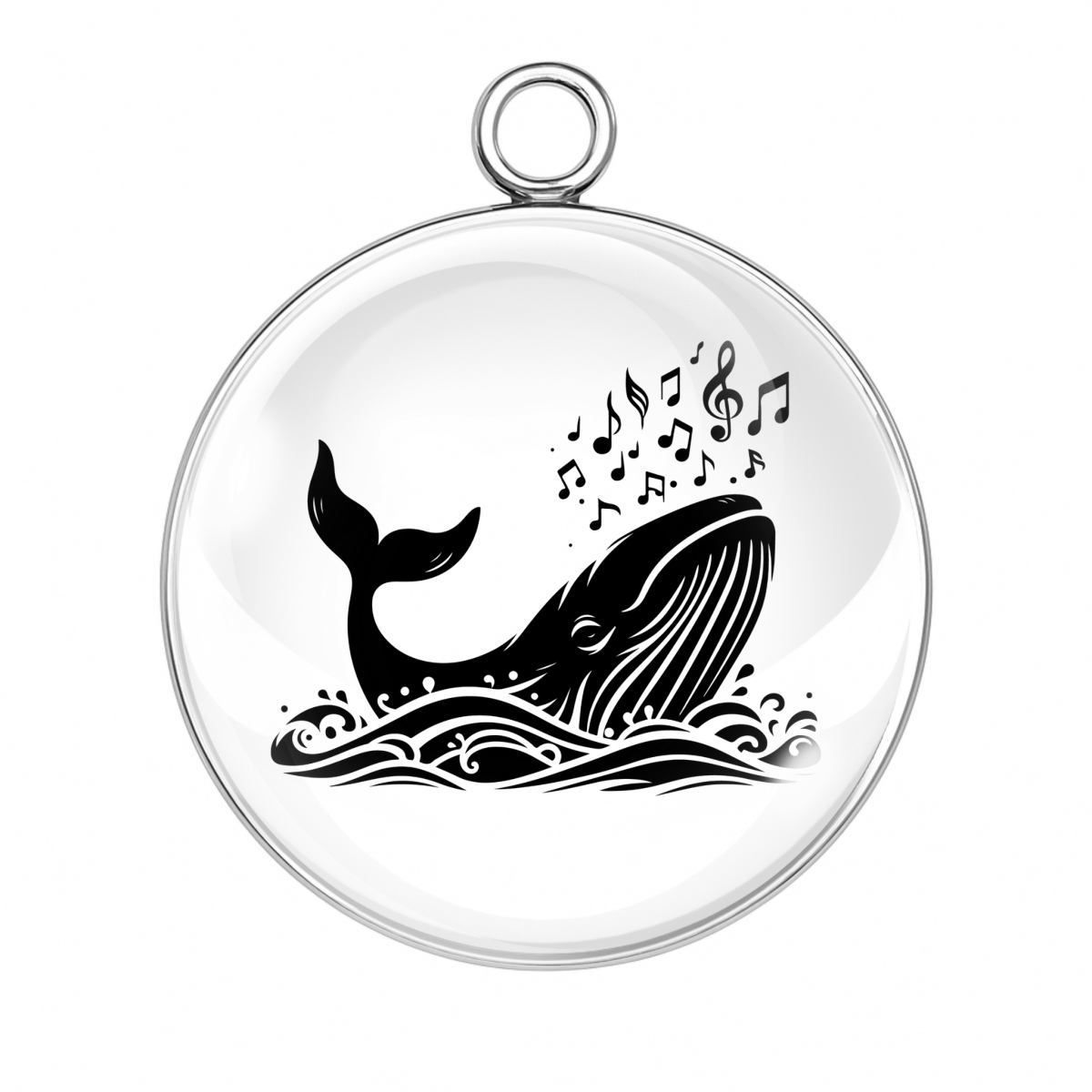Singing whale with musical notes rising from its spout